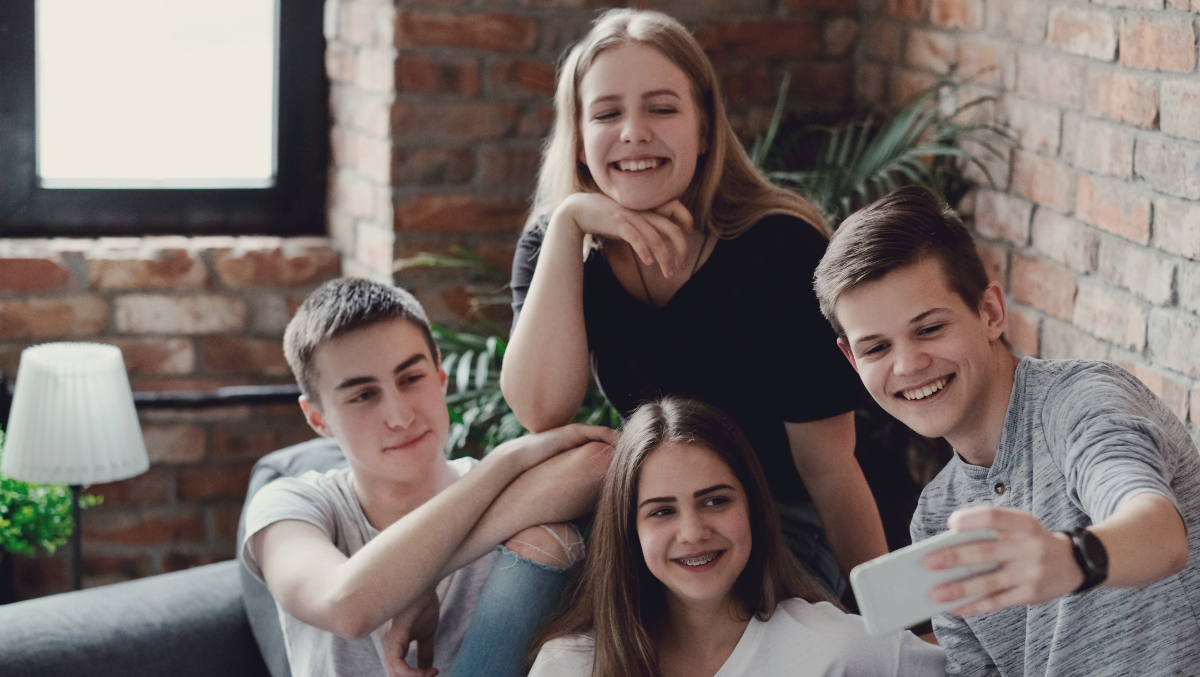 Group of teenagers at home